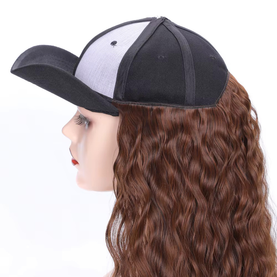 Jeedou Perücke mit Baseballkappe, gewelltes lockiges Haar, Damen - Bild 4