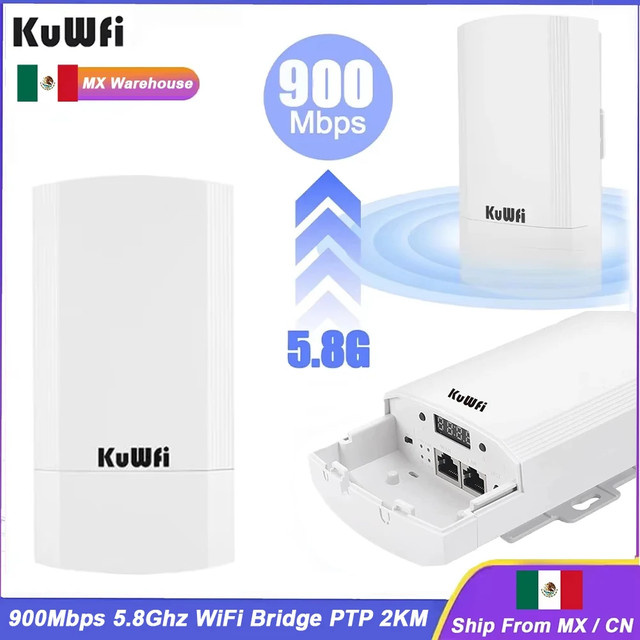 KuWFi CPE Bridge Wireless WiFi Signal Extender 5,8 GHz 900 Mbit/s Outdoor AP Repeater IP65 Weiß - Bild 1