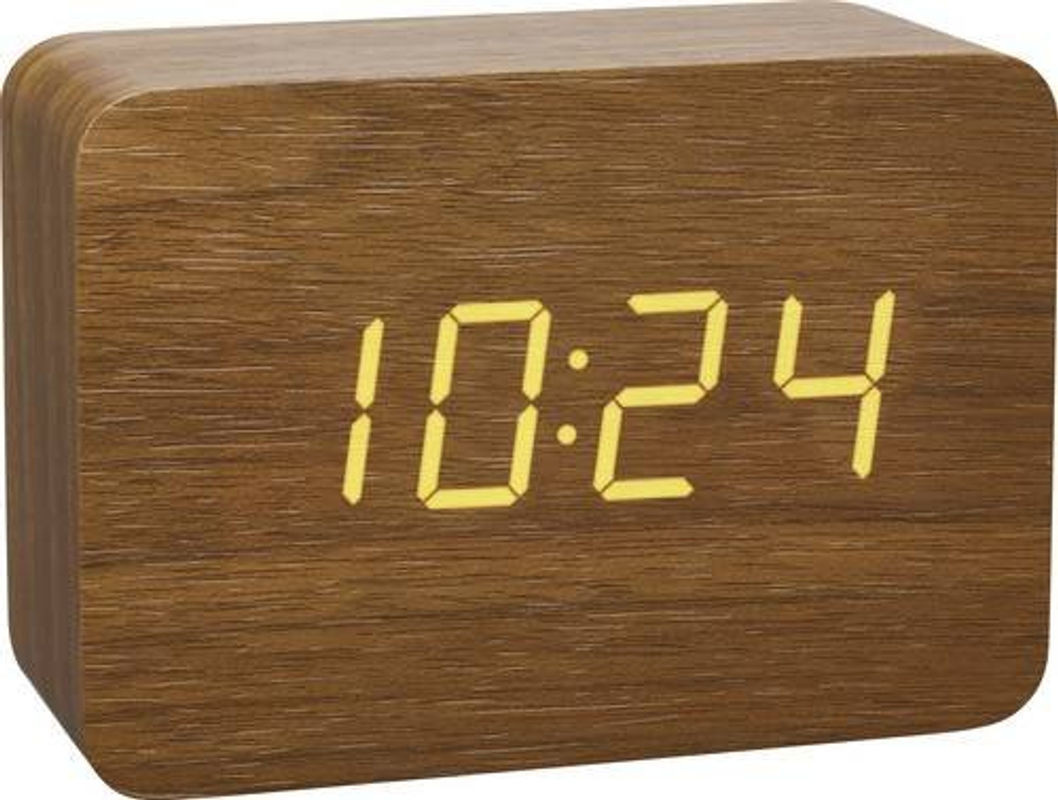 TFA Dostmann Digital Funk Wecker aus Holz in Braun mit Thermometer, Datumsanzeige und Beleuchtung - Bild 1