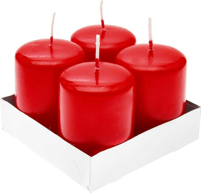 Kopschitz Flachkopfstumpenkerzen Set aus Qualitätswachs in Rotbraun, Höhe: 8 cm, Durchmesser: 5 cm - Bild 1