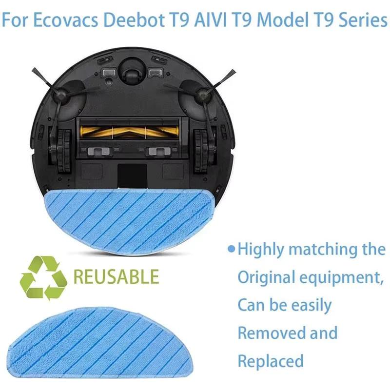 25 Stück Waschbare Mopp Tuch Pads in Blau für Ecovacs Deebot T8 T9 AIVI T9 Serie Roboter Staubsauger Ersatzmopps - Bild 3
