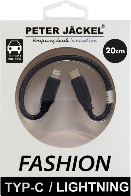 FASHION USB-C und Lightning Datenkabel Schwarz mit Sync- und Ladefunktion, Länge: 20 cm - Bild 1