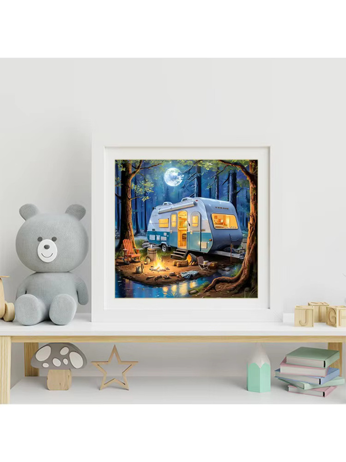 Evershine 5D-Diamantgemälde Wohnmobil Landschaft zum Selbermachen, Diamantmosaik Stickerei in Multicolour, B/H: 20 x 20 cm - Bild 3