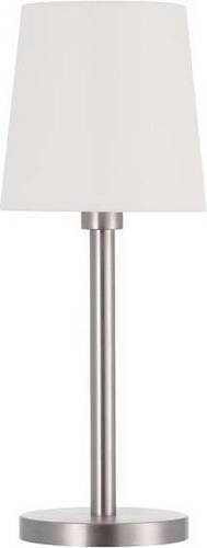 Brumberg LED-Tischlampe modern in Silber und Weiß mit Stoffschirm und E27 Fassung - Bild 1