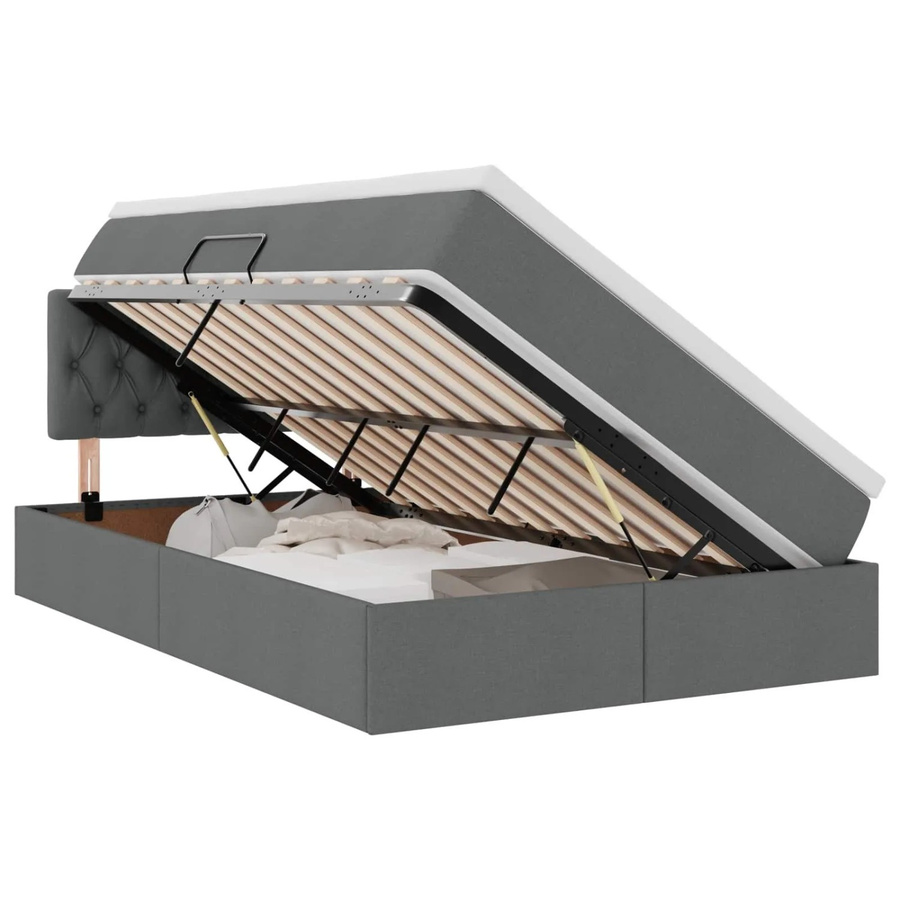 vidaXL Bett mit Stauraum und LED-Beleuchtung in Dunkelgrau, B/T: 120 x 200 cm - Bild 2