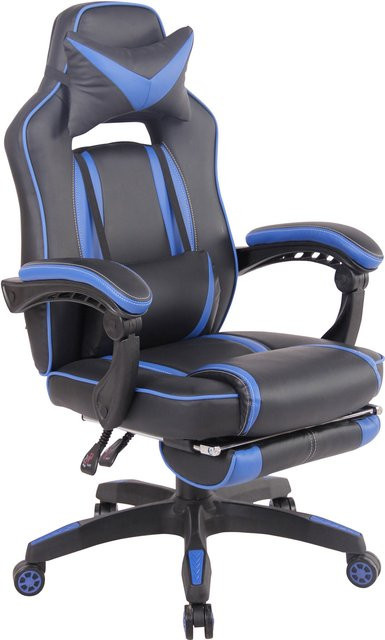 TPFLiving Gaming Bürostuhl Hero in Schwarz/Blau aus Kunstleder mit Armlehnen und Fußring - Bild 1