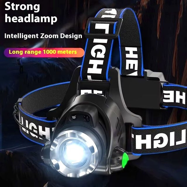 BALDR LED-Stirnlampe in Schwarz, wiederaufladbare Arbeitsstirnlampe mit USB, zoombar und wasserdicht für Garten und Outdoor-Einsätze - Bild 1