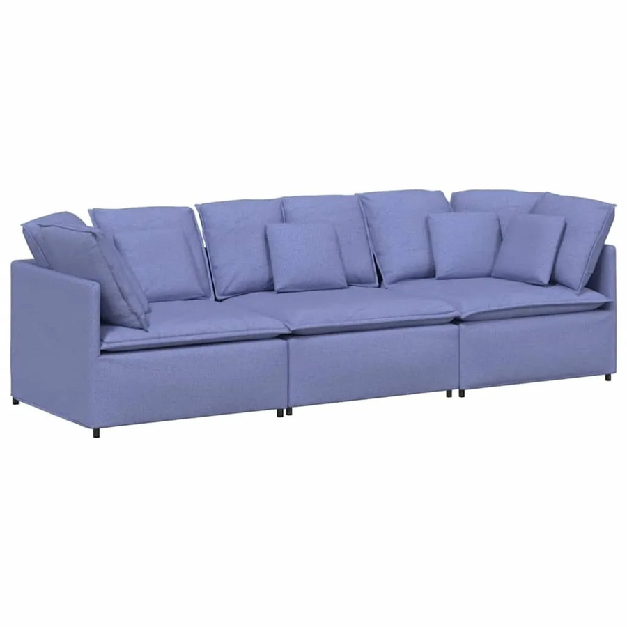 vidaXL Modulares U-Form Sofa mit Kissen in Jeansblau aus Stoff und Schaumstoff mit Metallrahmen - Bild 2