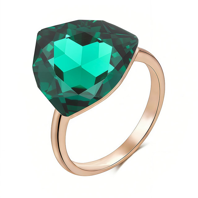 Wbmqda Ring 585 Roségold, grüner Stein, Zirkonia, Damen - Bild 1