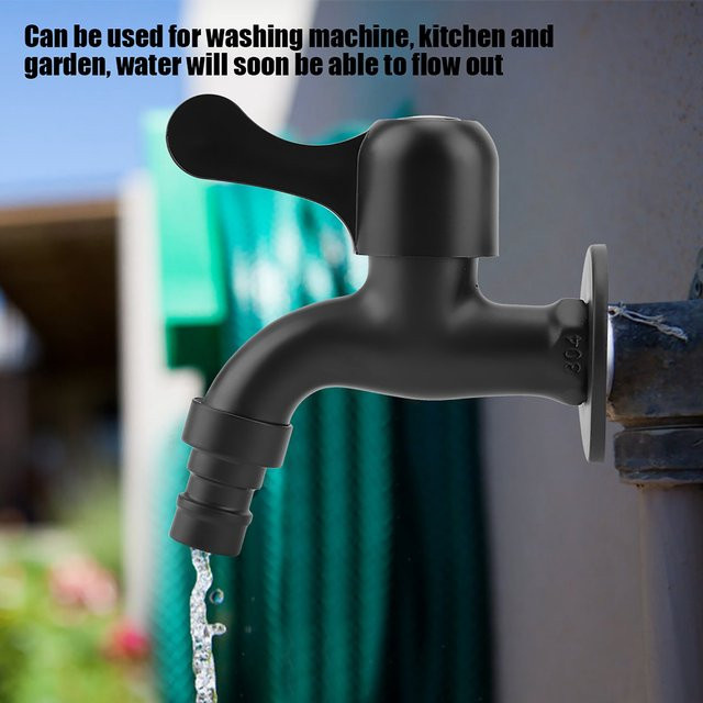 VGEBY Wandhalterung für Wasserhahn aus 304 Edelstahl in Schwarz Matt für Garten, Badezimmer oder Waschmaschine - Bild 1