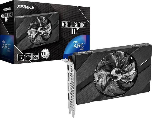 ASRock Challenger ITX Arc A380 OC Grafikkarte, 6GB GDDR6, PCIe 4.0 x8, Schwarz - Bild 1