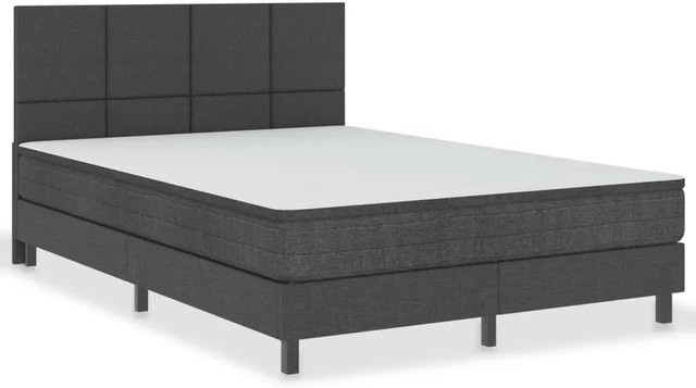 vidaXL Boxspringbett Hybrid in Dunkelgrau aus Stoff mit Schaumfüllung B/T/H: 140 x 200 x 116 cm - Bild 1
