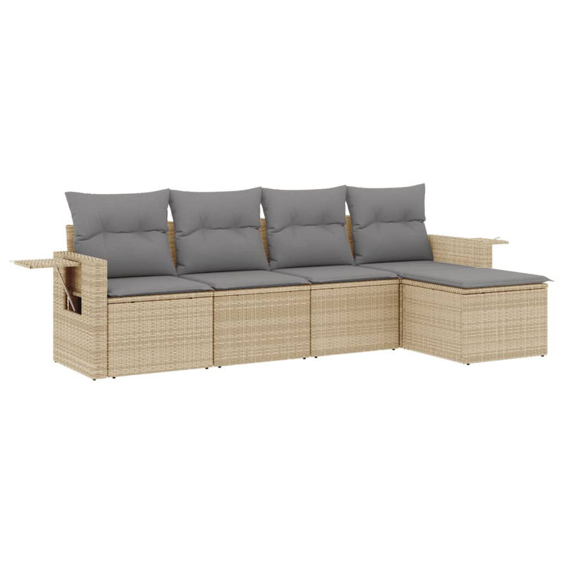 Vidaxl Gartenmöbel-Set aus Polyrattan mit 5 Teilen und Kissen in Beige - Bild 2