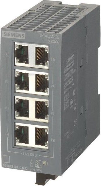 Siemens SCALANCE XB008 unmanaged Industrial Ethernet Switch in Grau (6GK5008-0BA10-1AB2) - Bild 1