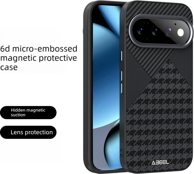 Premium Slim Magnetische Handyhülle mit Schachbrettmuster aus Carbonfaser für Google Pixel 11 10 9 8 Pro XL in Schwarz - Bild 1
