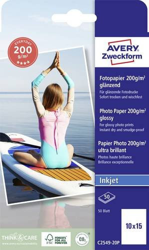Avery Zweckform Everyday C2549-20P Fotopapier Glänzend Weiß, 50 Blatt, 10 x 15 cm, 200 g/m² - Bild 1