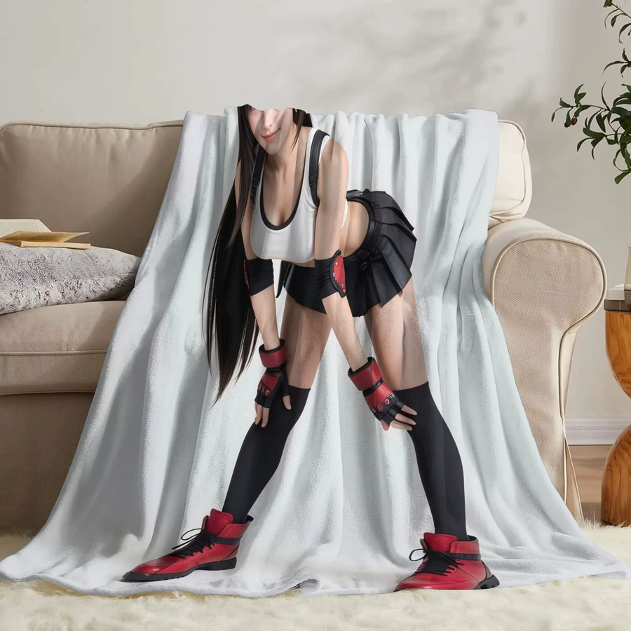 Weiche Fleece Decke mit Cartoon-Tier-Muster in Weiß für Erwachsene - Bild 3