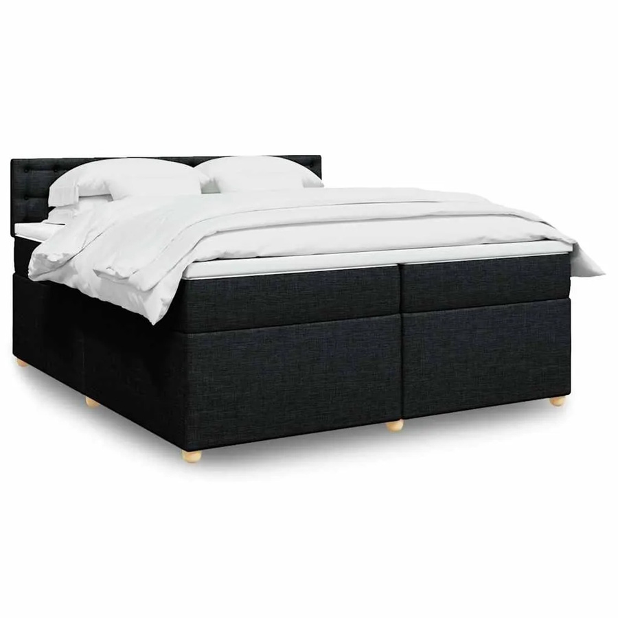 vidaXL Boxspringbett mit Matratze Schwarz, Hybridbett mit USB-Ladeport und Unterbettbeleuchtung, B/T: 200 x 200 cm - Bild 2