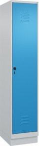 C+P Spind Classic PLUS Garderobenschrank mit Sockel, 1 Abteil, Grau/Blau, H x B x T: 195 x 40 x 50 cm - Bild 1
