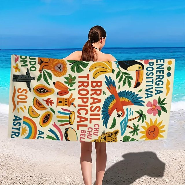 JMG Household Supplies Brasilien Tropisches Strandtuch mit Print, Multicolour, B/H: 50 x 100 cm - Bild 1