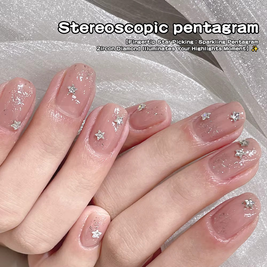 kaniu Nageldekoration Stern-Zirkonia, 30 Stück, Champagne Silver, Glänzend - Bild 3
