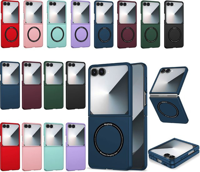 Matte und faltbare Schutzhülle für Samsung Galaxy Z Flip 7 6 5 4 3 mit MagSafe Wireless Charging, stoßfest, Farbe: Rot - Bild 1