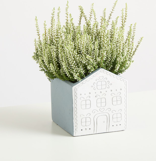 Beton Gefäß BLUME2000 Weiß mit Lebkuchenmuster für deine Weihnachtsdeko - Bild 1