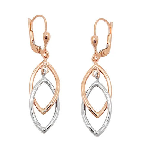 SIGO Ohrringe Brisur, 2 Ovale, bicolor, 9Kt Rotgold, Unisex - Bild 1