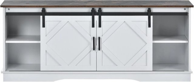 okwish TV Schrank mit Schiebetüren in Weiß für dein Wohnzimmer oder Esszimmer, B/T/H: 150 x 40 x 60 cm - Bild 1