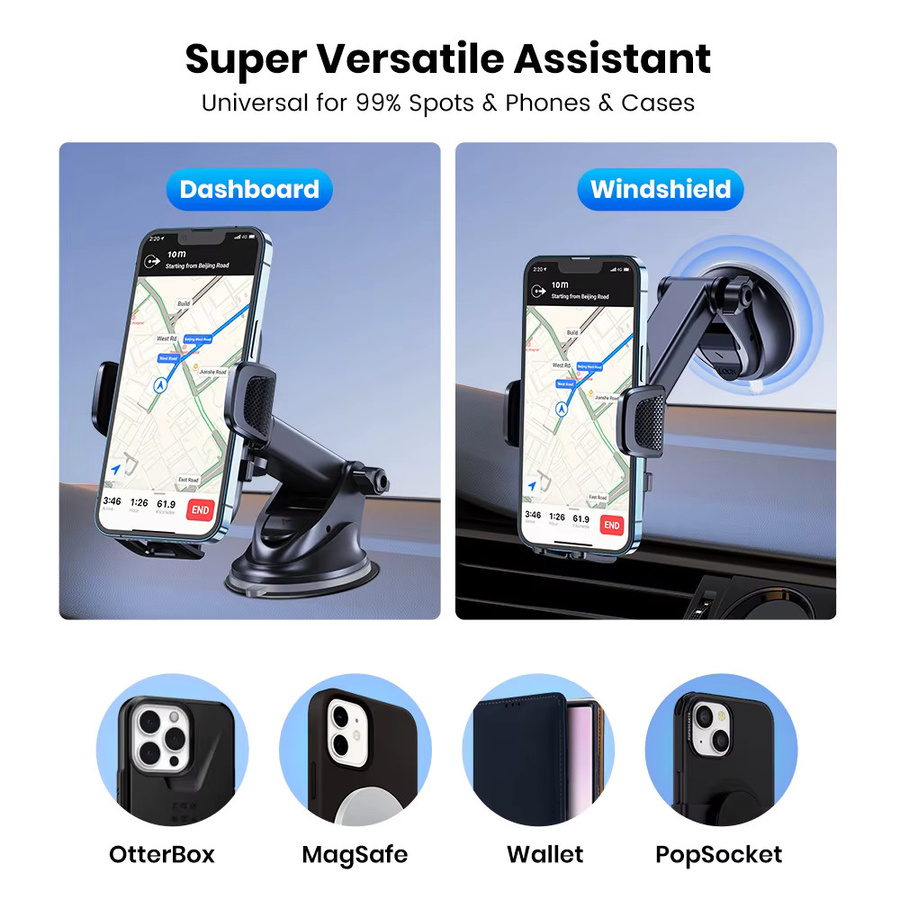 TOPK Universal Autotelefonhalterung in Schwarz mit 360 Grad Rotation für Lüftungsschlitze und Armaturenbrett inklusive Saugnapf für alle Smartphones - Bild 3