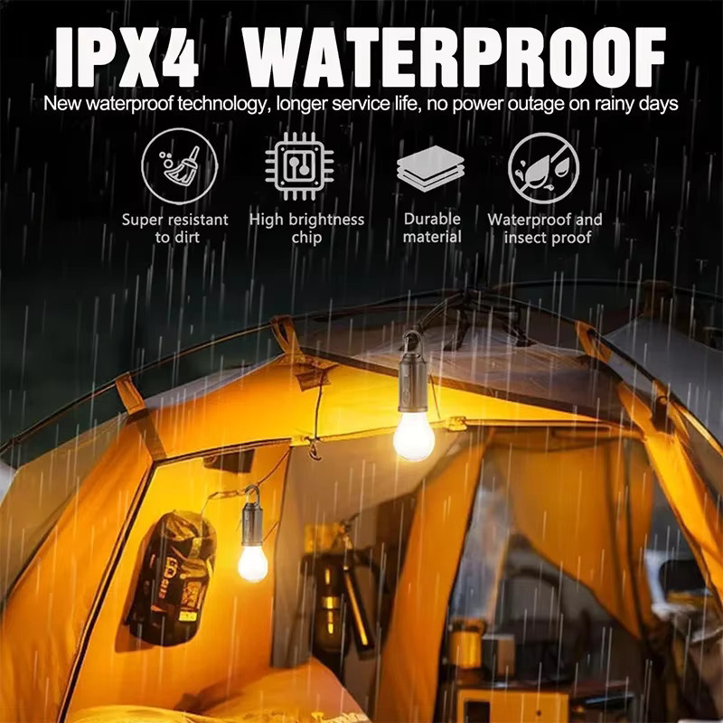 XIWANGFIRE Tragbare LED Camping Lampe mit Solar- und USB-Ladefunktion, Wasserdichtes Outdoor Nachtlicht in Schwarz mit Warmweißem Licht und Haken zur Aufhängung - Bild 3
