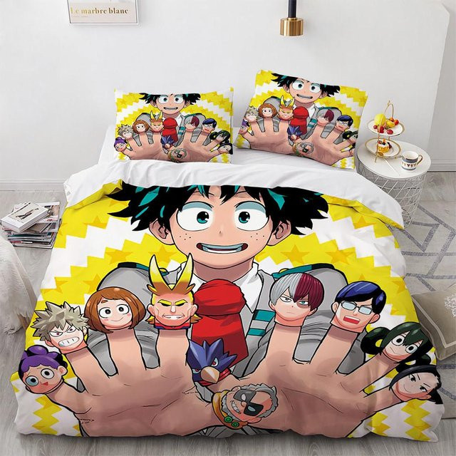 My Hero Academia Bettwäsche-Set aus Polyester mit 3D-Anime-Print, Mehrfarbig, B/H: 210 x 210 cm - Bild 1