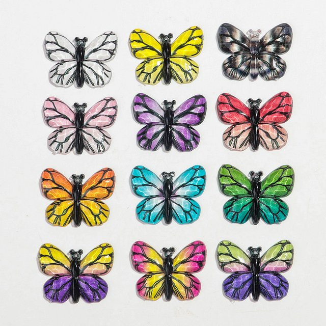 Schmetterling Charm Anhänger, Acryl, Bunt, 25x32 mm - Bild 1