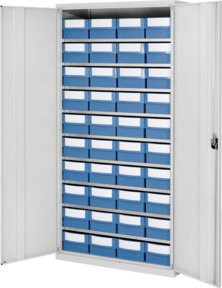 Kappes Systemschrank Mod. 3 mit Volumenregalkasten in Taubenblau, freistehend mit Fachböden und Schwenktüren aus kunststoffbeschichteter Stahlblechkonstruktion, H x B x T: 195 x 100 x 50 cm - Bild 1