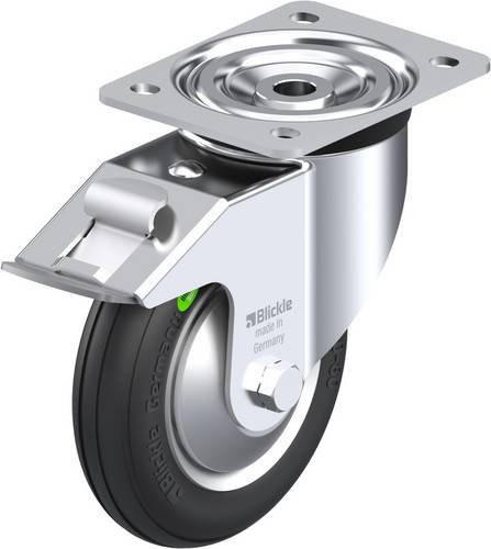 Blickle Lenkrolle L-VW 162R-FI-FA mit Feststeller, Rad-Durchmesser: 160 mm, Tragfähigkeit: 70 kg, verzinkter Stahl, Farbe: Silber/Schwarz - Bild 1