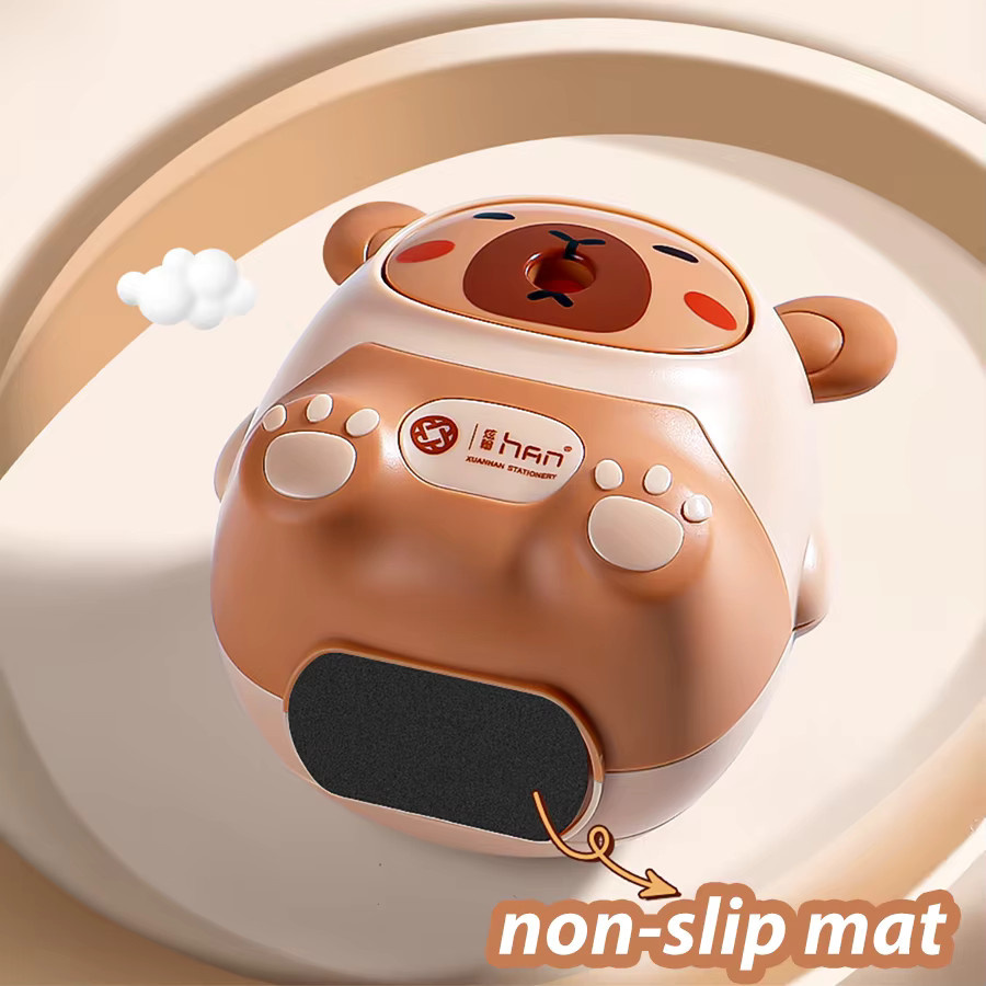 OBOS Manueller Bleistiftspitzer im Capybara Kawaii Design für Schule und Büro, Braun - Bild 2