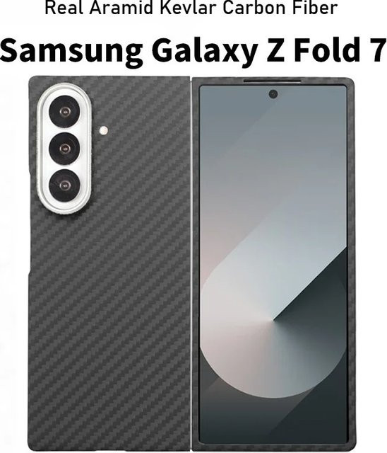 Samsung Aramid-Kevlar-Carbonfaser Handyhülle für Galaxy Z Fold 7, 6, 5 in Schwarz mit magnetischer kabelloser Ladefunktion - Bild 1