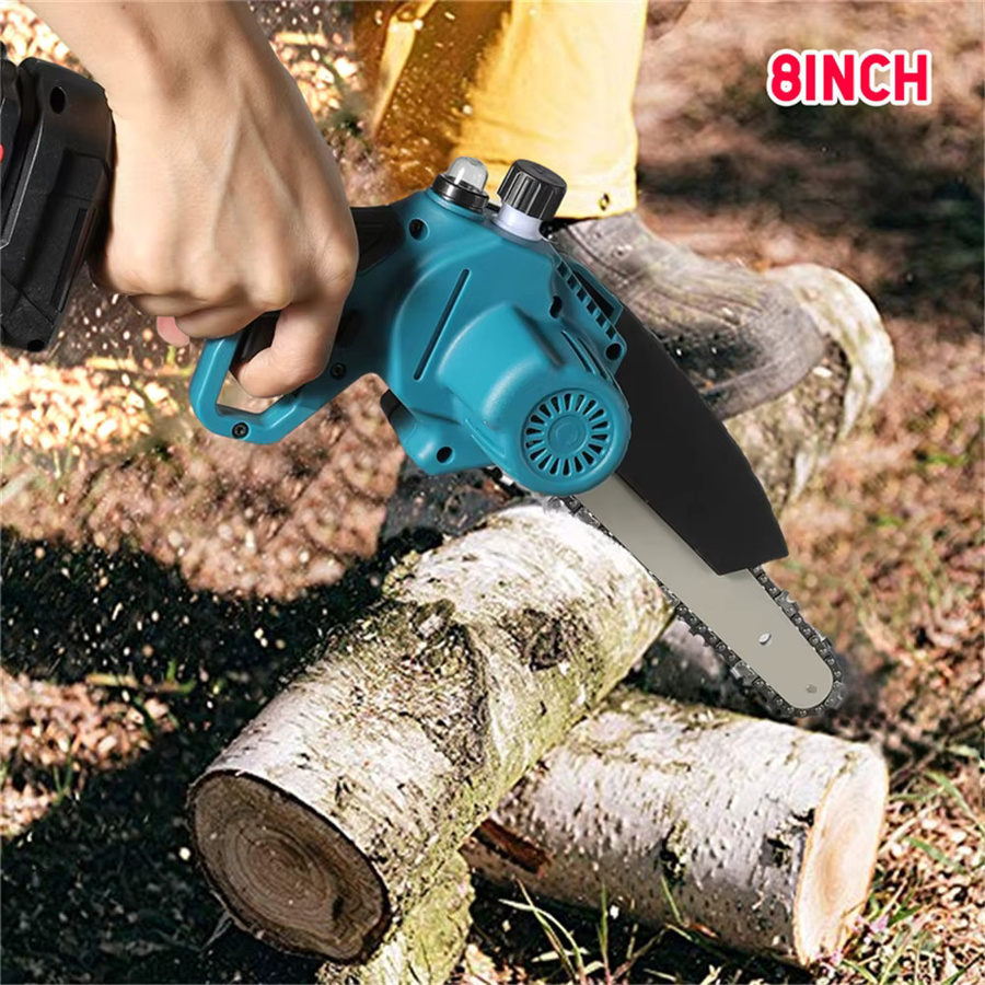 GECOFEER Elektrische Kettensäge 8 Zoll mit 2 Stück 21V Akkus, Kabellose Astschere in Weiß für die Holzbearbeitung und Gartenarbeit - Bild 5