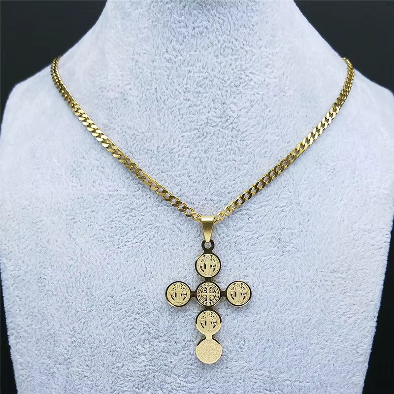 JYTF Halskette Edelstahl, Kreuz, Gold, Unisex - Bild 3