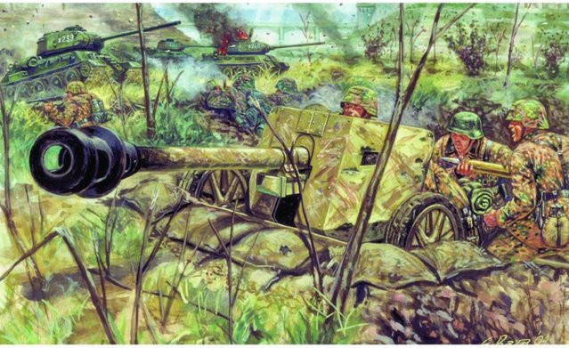 Italeri WWII dt. Panzerabwehrkanone Pak 40, Fahrzeug, Grün - Bild 1