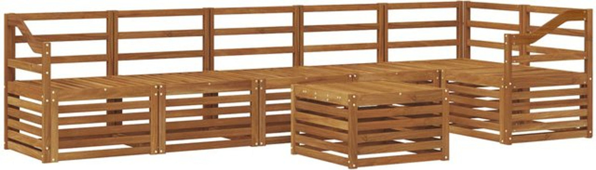 vidaxl Ecksofa Set 7-teilig aus Massivholz Akazie in Natur, Modern - Bild 1