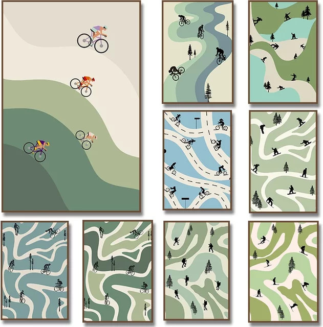 Potdemiel Vintage Fahrrad Poster als minimalistische Leinwand Wandkunst für dein Wohnzimmer - Bild 1