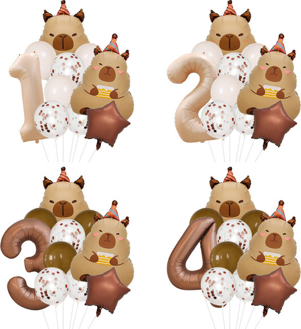 Potdemiel Capybara Happy Birthday Ballonbogen-Set in Braun mit Tier-Motiven für deine Geburtstagsfeier - Bild 1