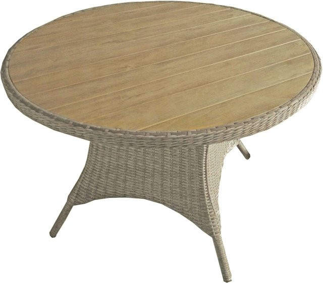 DELUKE Gartentisch CITIES Rund in Teak-Look, Farbe Braun, Material Kunststoff und Aluminium, B/T/H: 100 x 100 x 73 cm - Bild 1