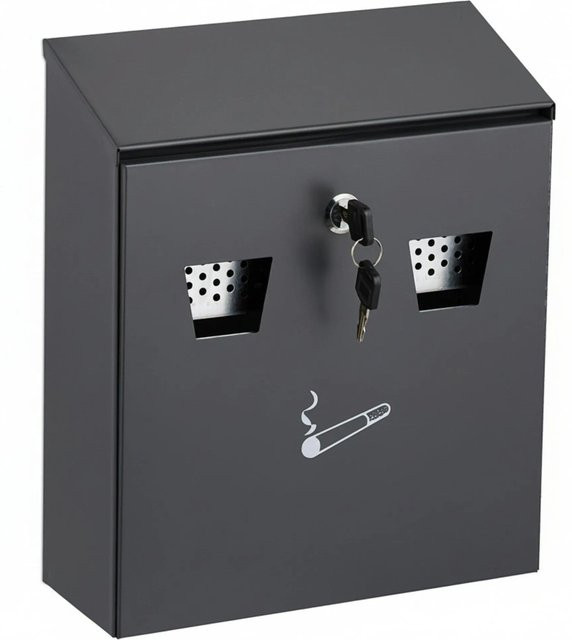 Abschließbarer Wandaschenbecher aus Eisen von Relaxdays in Anthrazit, B/H/T: 30 x 26 x 9,5 cm - Bild 1