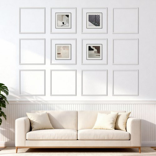 VEVOR Wandform-Set aus lackierbarem Polystyrol, 12er-Pack, Wasserfeste Zierleisten und Friesleisten für Wohnzimmer und Schlafzimmer, Weiß, B/H: 51 x 51 cm - Bild 1
