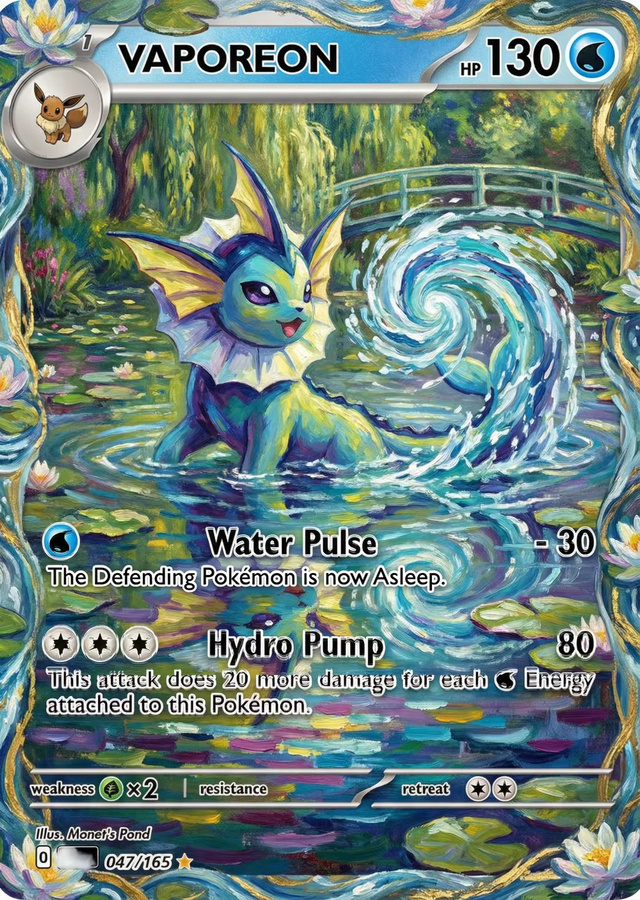 Potdemiel Pokemon-Karten Vaporeon Snorlax Bulbasaur Lapras Monet Style, 5-teiliges Set - Bild 1