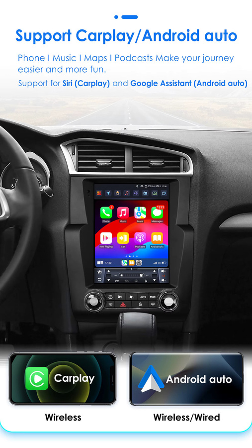 Hizpo Android Autoradio mit 9,7 Zoll Tesla Style vertikalem Bildschirm für Citroen C4 C4L DS4 2013-2017 mit Carplay, GPS, 4G und Bluetooth in Schwarz - Bild 3