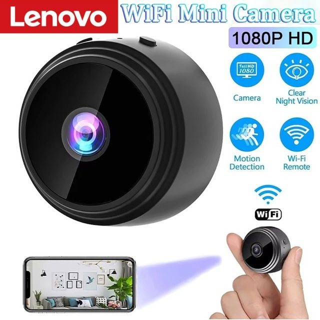 Lenovo A9 WLAN-Sicherheitskamera Mini Camcorder mit 1080P HD Auflösung und Nachtsicht in Schwarz - Bild 1