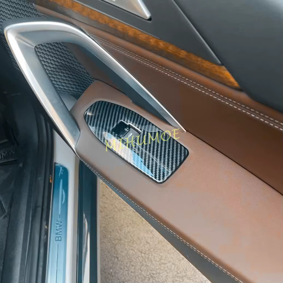 MIHUMOE Carbon Fiber Innen Tür Fenster Schalter Panel Abdeckung Borte in Schwarz für BMW X1 iX1 U11 X2 iX2 U10 2023 2024 2025 - Bild 1